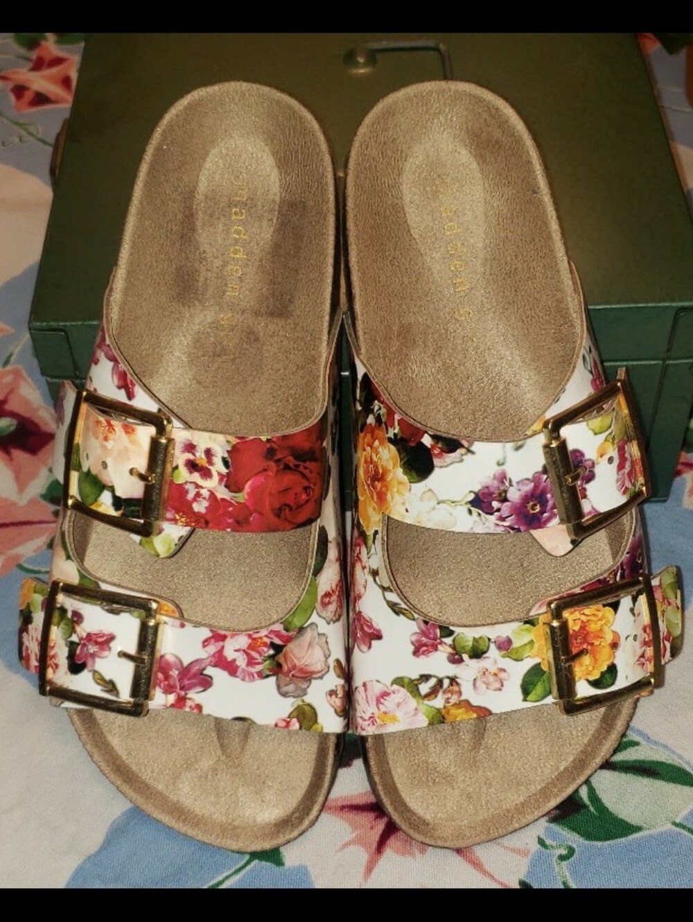 Madden Girl Floral Birkenstock Style Sandals Size: 6